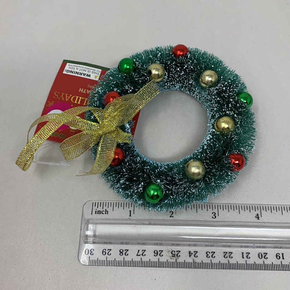 5 pc Christmas decor ornament lot Tree Wreath Elf Santa cup glass mushroom NEW - Picture 16 of 17